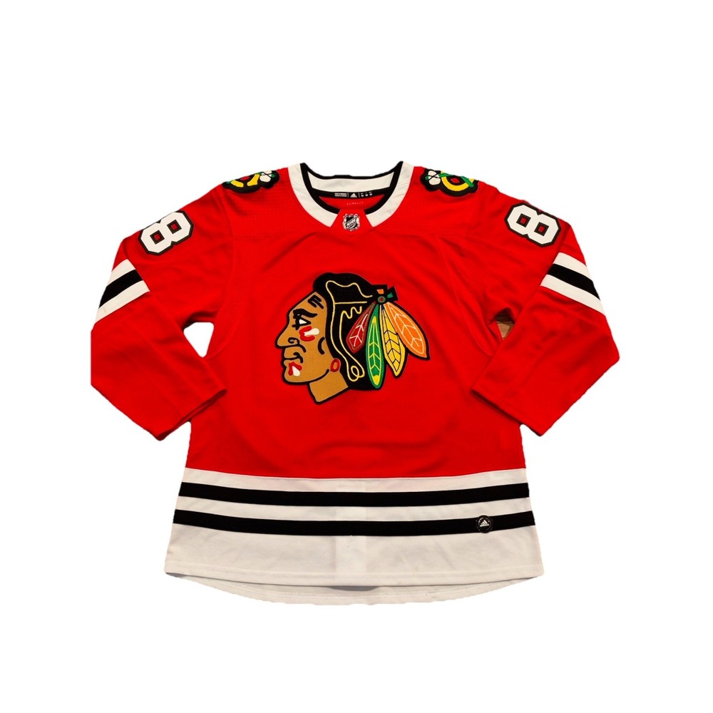 Authentic Adidas Chicago Blackhawks 88 Patrick Kane Hockey Jersey Fight Strap 52